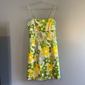 Nine West Y2K Floral Yellow & Green Strappy Dress | SZ 12